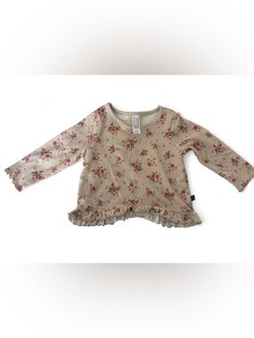 Baby Floral Long-Sleeve Top - Cream with Pink Roses